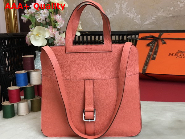Hermes Halzan 31 Bag in Pink Taurillon Clemence Leather Replica