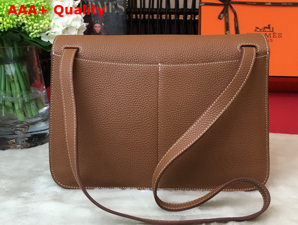 Hermes Halzan 31 Bag in Tan Taurillon Clemence Leather Replica