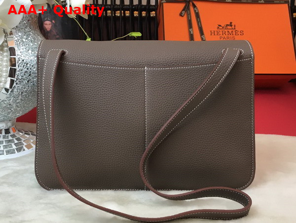 Hermes Halzan 31 Bag in Taupe Taurillon Clemence Leather Replica