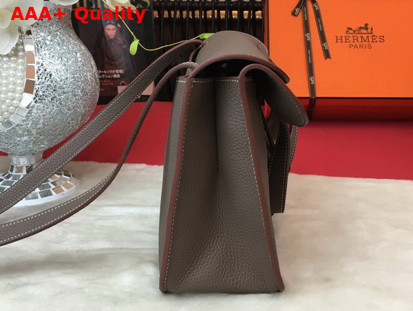 Hermes Halzan 31 Bag in Taupe Taurillon Clemence Leather Replica