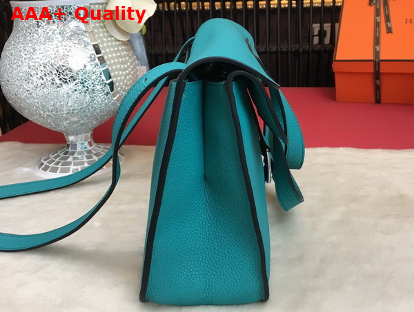 Hermes Halzan 31 Bag in Turquoise Taurillon Clemence Leather Replica