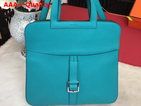 Hermes Halzan 31 Bag in Turquoise Taurillon Clemence Leather Replica