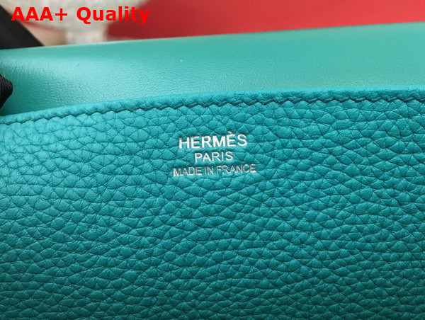 Hermes Halzan 31 Bag in Turquoise Taurillon Clemence Leather Replica