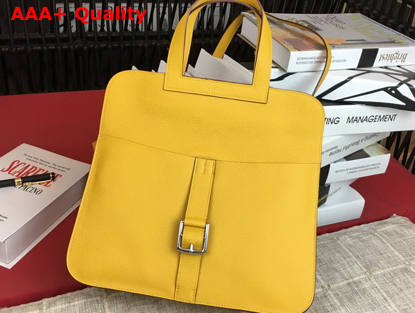 Hermes Halzan 31 Bag in Yellow Taurillon Clemence Leather Replica