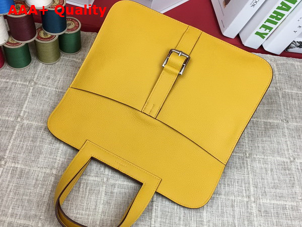 Hermes Halzan 31 Bag in Yellow Taurillon Clemence Leather Replica