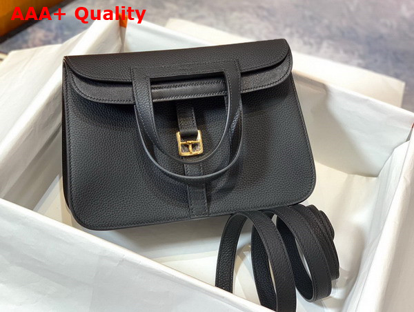 Hermes Halzan Mini Bag in Black Taurillon Clemence Leather Replica