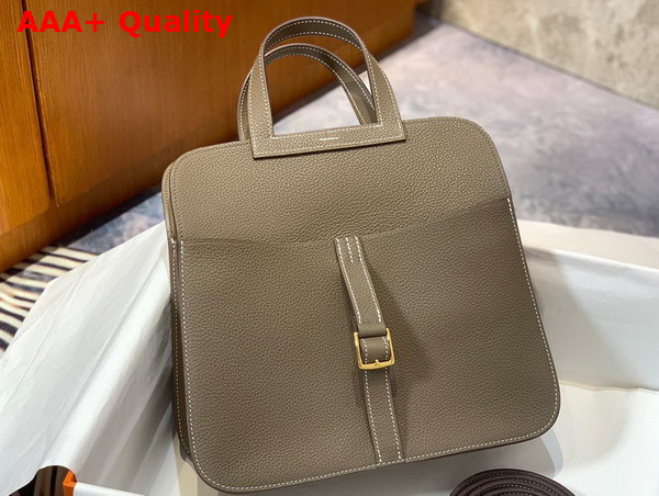 Hermes Halzan Mini Bag in Elephant Grey Taurillon Clemence Leather Replica