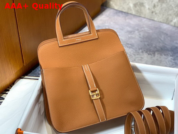 Hermes Halzan Mini Bag in Gold Taurillon Clemence Leather Replica