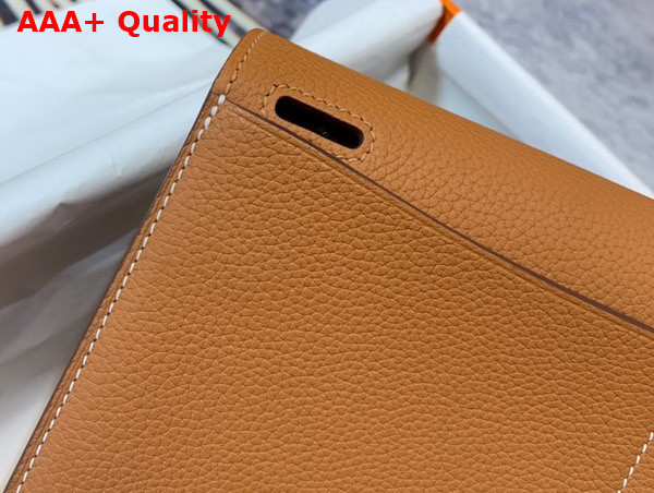 Hermes Halzan Mini Bag in Gold Taurillon Clemence Leather Replica
