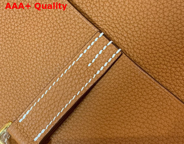 Hermes Halzan Mini Bag in Gold Taurillon Clemence Leather Replica