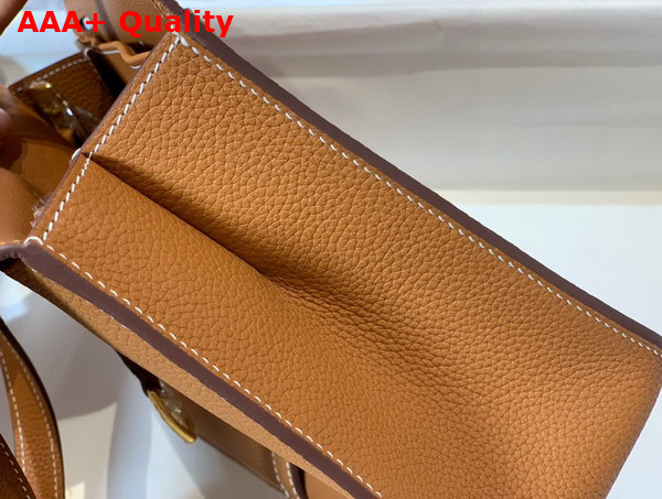 Hermes Halzan Mini Bag in Gold Taurillon Clemence Leather Replica