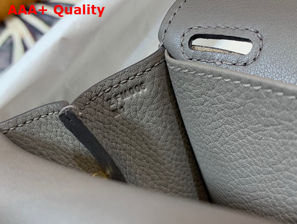 Hermes Halzan Mini Bag in Grey Taurillon Clemence Leather Replica
