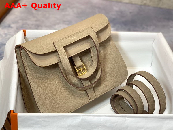 Hermes Halzan Mini Bag in Light Grey Taurillon Clemence Leather Replica