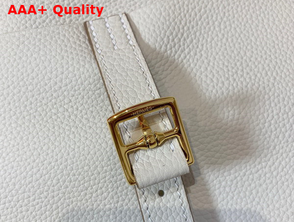 Hermes Halzan Mini Bag in White Taurillon Clemence Leather Replica