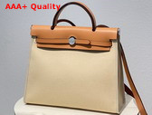 Hermes Herbag Zip 31 Bag Beige Canvas and Natural Cowhide Leather Replica