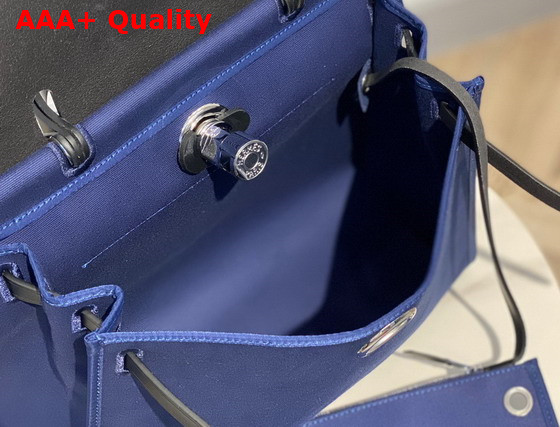 Hermes Herbag Zip 31 Bag Blue Canvas and Black Cowhide Leather Replica