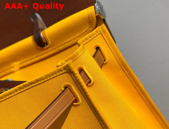 Hermes Herbag Zip 31 Bag Yellow Canvas and Tan Cowhide Leather Replica