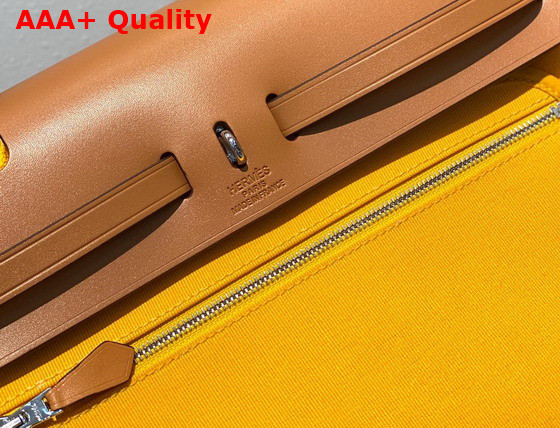 Hermes Herbag Zip 31 Bag Yellow Canvas and Tan Cowhide Leather Replica