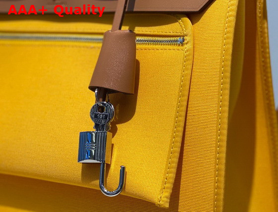 Hermes Herbag Zip 31 Bag Yellow Canvas and Tan Cowhide Leather Replica