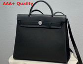 Hermes Herbag Zip 31 Bag in Black Canvas and Cowhide Leather Replica