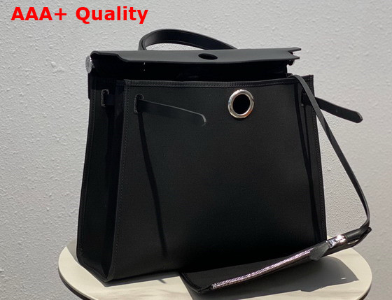 Hermes Herbag Zip 31 Bag in Black Canvas and Cowhide Leather Replica