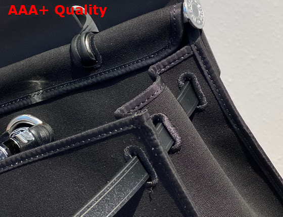 Hermes Herbag Zip 31 Bag in Black Canvas and Cowhide Leather Replica