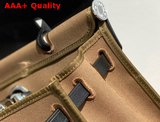 Hermes Herbag Zip 31 Bag in Gray Canvas and Black Cowhide Leather Replica