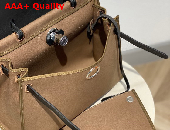 Hermes Herbag Zip 31 Bag in Gray Canvas and Black Cowhide Leather Replica