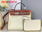 Hermes Herbag Zip 31 Bag in Military Canvas and Hunter Cowhide Beige and Natural Replica