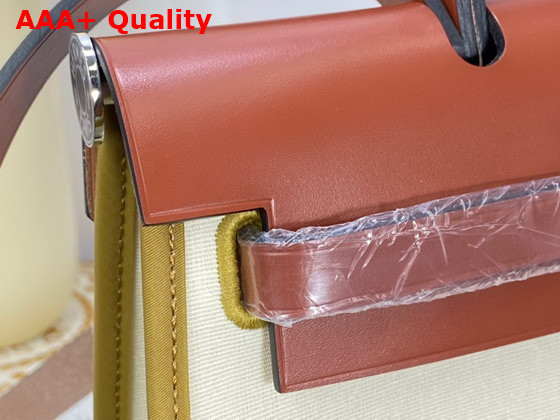 Hermes Herbag Zip 31 Bag in Military Canvas and Hunter Cowhide Beige and Natural Replica