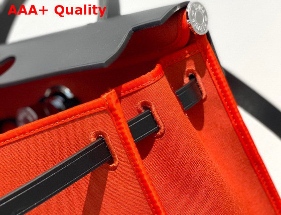 Hermes Herbag Zip 31 Bag in Orange Canvas and Black Cowhide Leather Replica