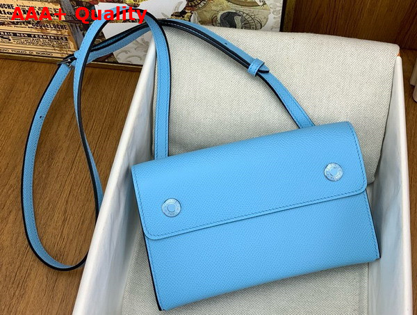 Hermes Hermesnap Wallet in Candy Blue Epsom Calfskin Replica
