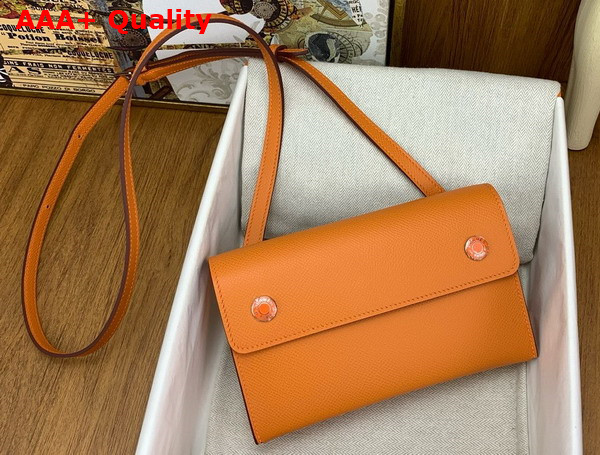 Hermes Hermesnap Wallet in Orange Epsom Calfskin Replica
