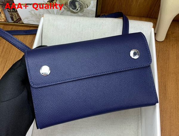 Hermes Hermesnap Wallet in Sapphire Blue Epsom Calfskin Replica