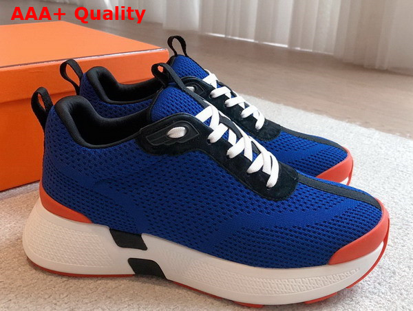 Hermes Heros Sneaker in Bright Blue Technical Knit and Suede Goatskin Replica