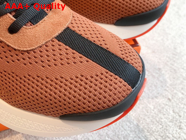 Hermes Heros Sneaker in Brown Technical Knit and Suede Goatskin Replica