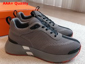 Hermes Heros Sneaker in Grey Technical Knit and Suede Goatskin Replica