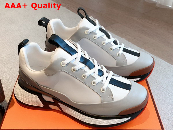 Hermes Heros Sneaker in Light Grey and White Calfskin Replica