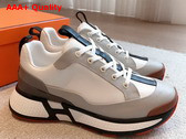 Hermes Heros Sneaker in Light Grey and White Calfskin Replica