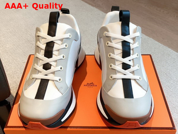 Hermes Heros Sneaker in Light Grey and White Calfskin Replica