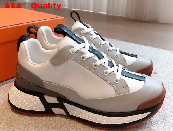 Hermes Heros Sneaker in Light Grey and White Calfskin Replica