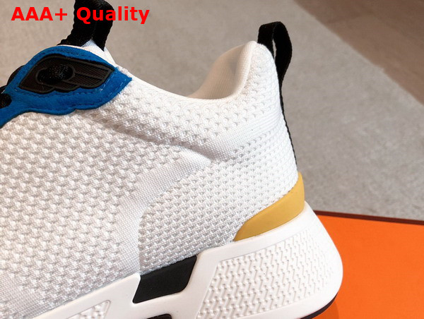 Hermes Heros Sneaker in White and Bright Blue Technical Knit and Suede Goatskin Replica