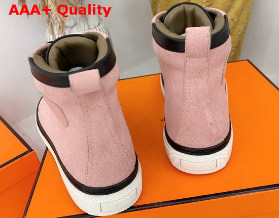 Hermes High Top Sneaker in Pink Suede Calfskin Replica