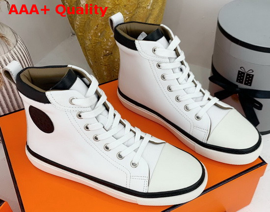 Hermes High Top Sneaker in White Calfskin Replica