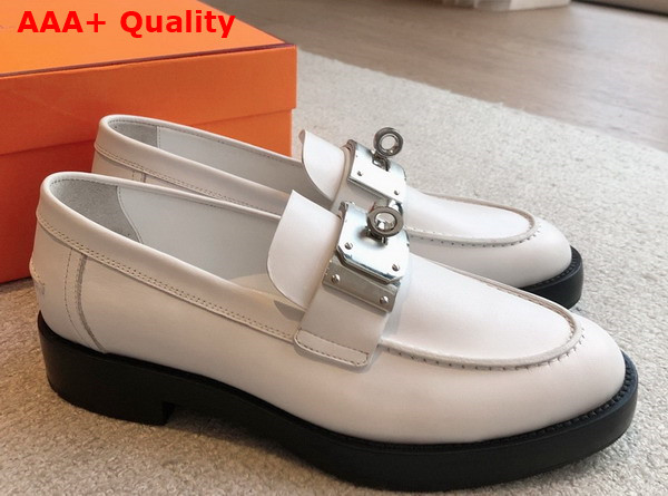 Hermes Hot Loafer in Blanc Calfskin Replica