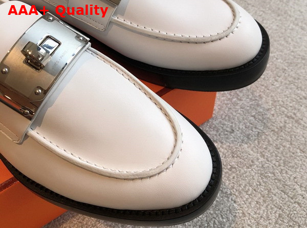 Hermes Hot Loafer in Blanc Calfskin Replica