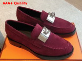 Hermes Hot Loafer in Marron Mahogany Suede Goatskin Replica