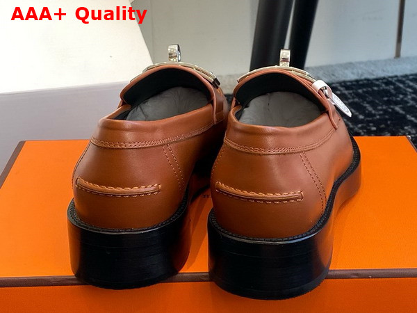Hermes Hot Loafer in Naturel Calfskin with Iconic Oversized Kelly Buckle Replica