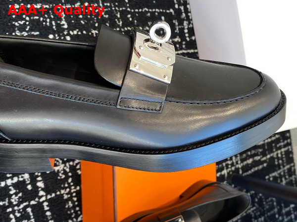Hermes Hot Loafer in Noir Calfskin with Iconic Oversized Kelly Buckle Replica