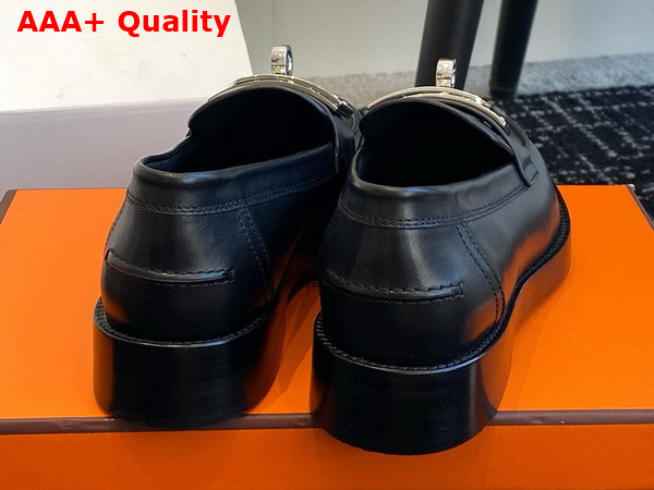 Hermes Hot Loafer in Noir Calfskin with Iconic Oversized Kelly Buckle Replica